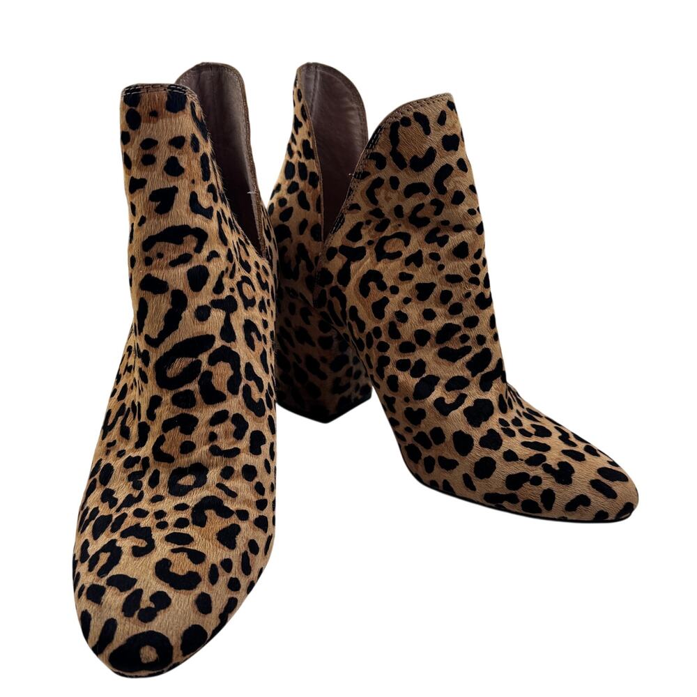 Steve Madden Rookie Leopard Animal Print Real Fur Booties Women's Size 9